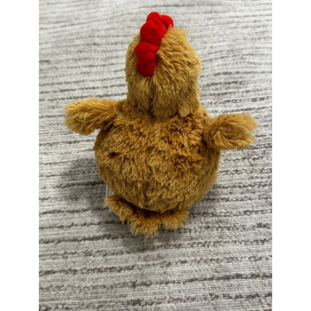 Plush Chicken Squeaker Ball Dog Toy Brown Hen Soft Fuzzy Pet Toy 7 Inch